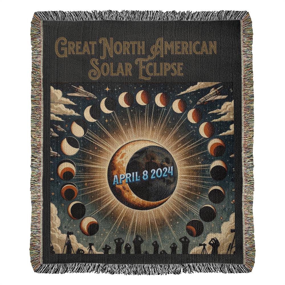 Great North American Solar Eclipse Commemorative Woven Blanket Path to Totality April 8 2024