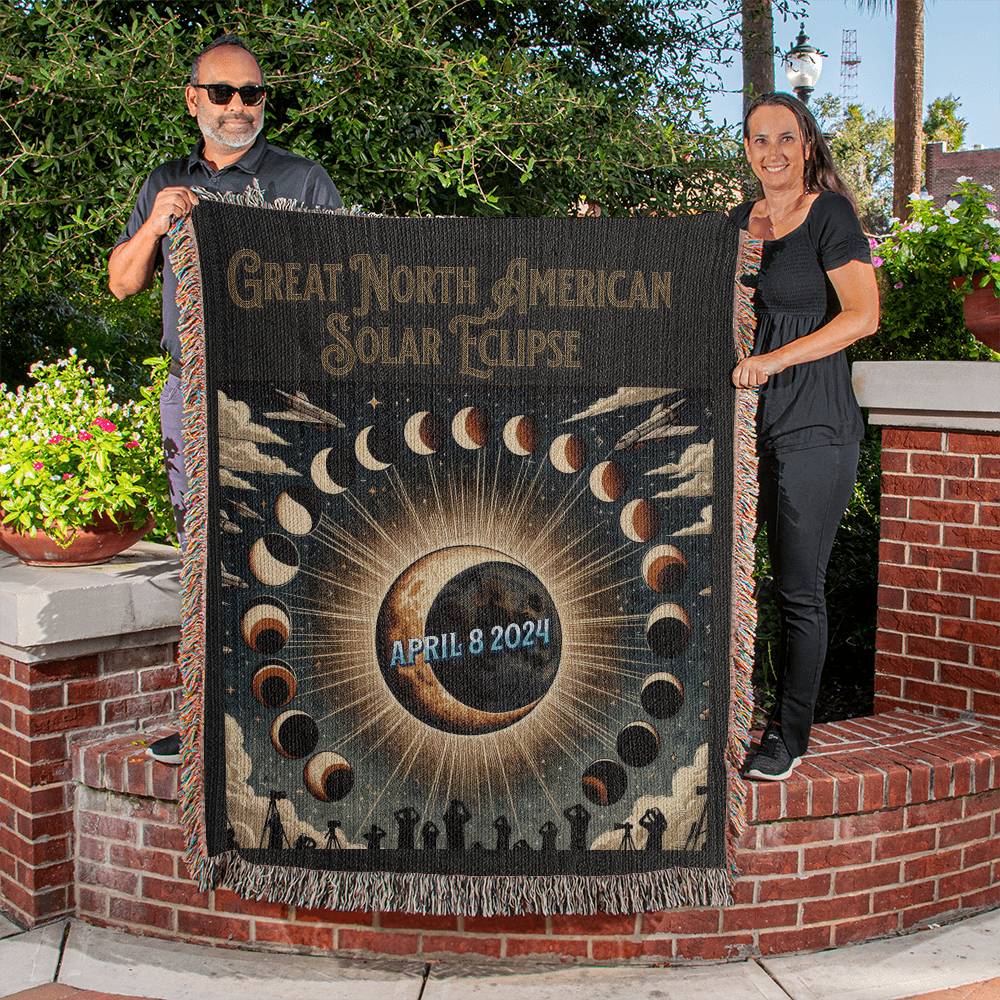 Great North American Solar Eclipse Commemorative Woven Blanket Path to Totality April 8 2024