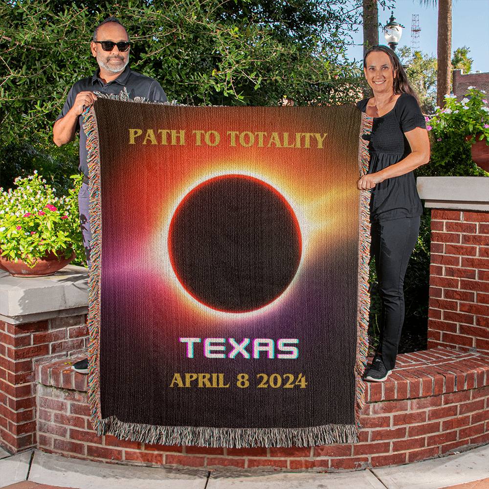 Total Solar Eclipse Path to Totality Woven Blanket April 8 2024 Featuring State of Texas