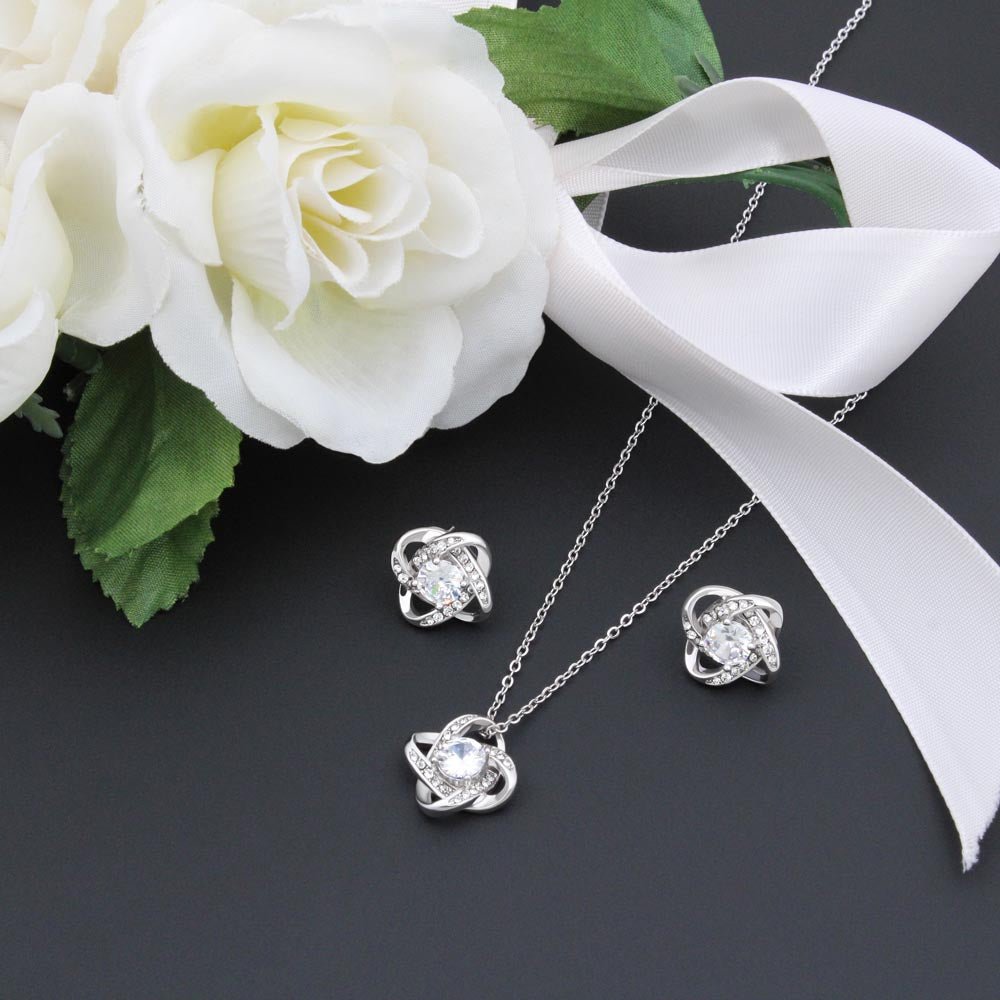 GS Gifting Stop To My Beautiful Wife Love Knot Necklace Earring Gift Set - giftingstop