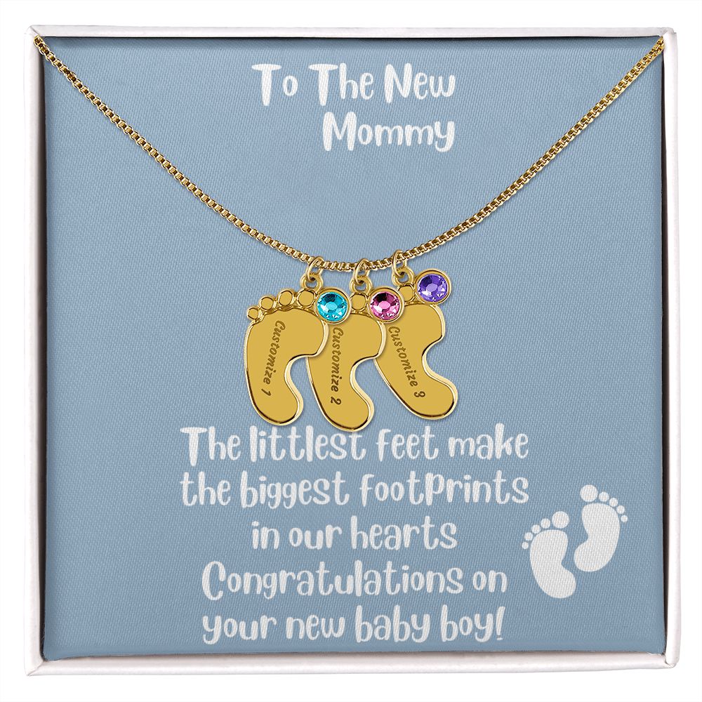 New Mom Gift: Personalized Engraved Birthstone Baby Foot For The New Mother - Pick Name and Birthstone - giftingstop