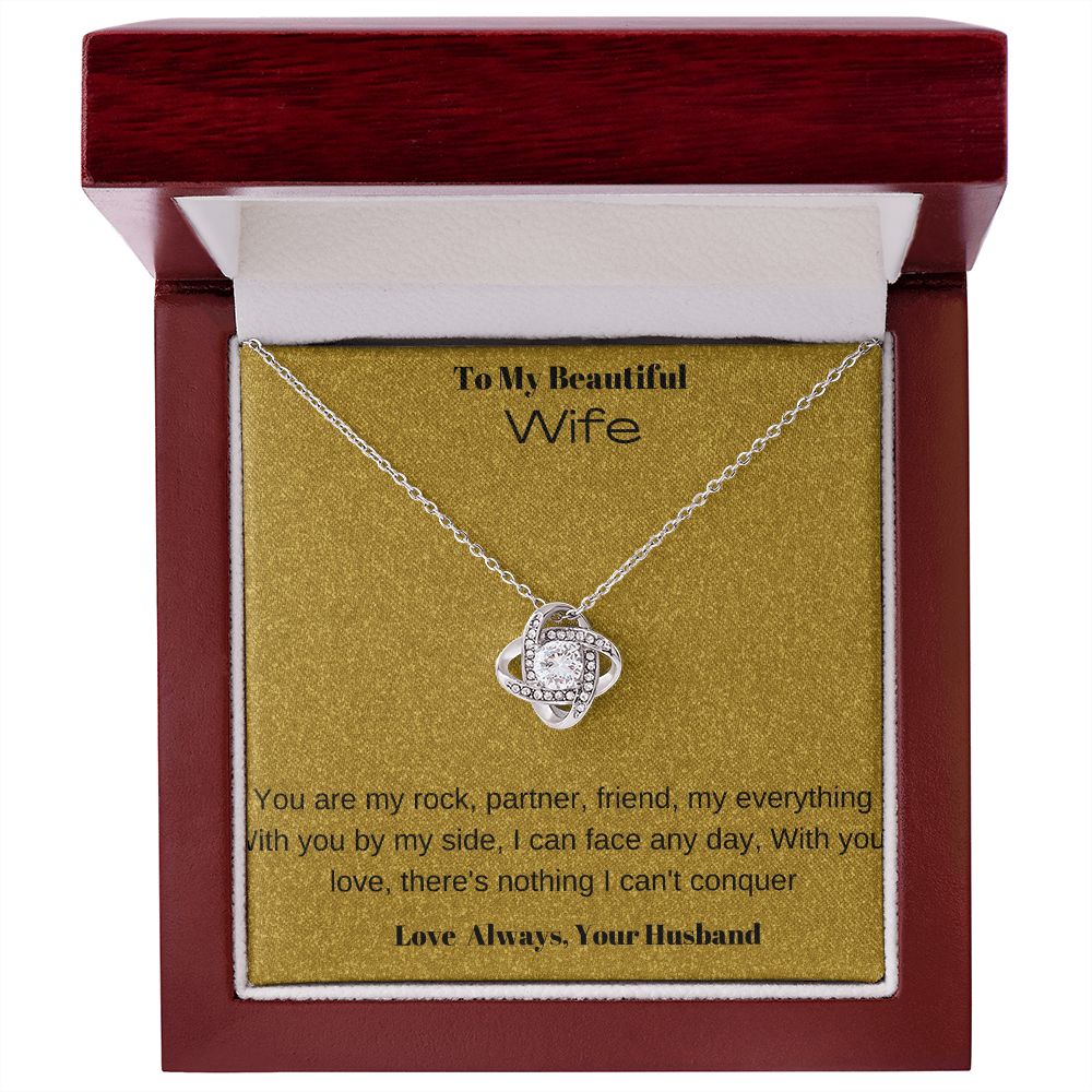 To My Beautiful Wife Love Knot Necklace - giftingstop