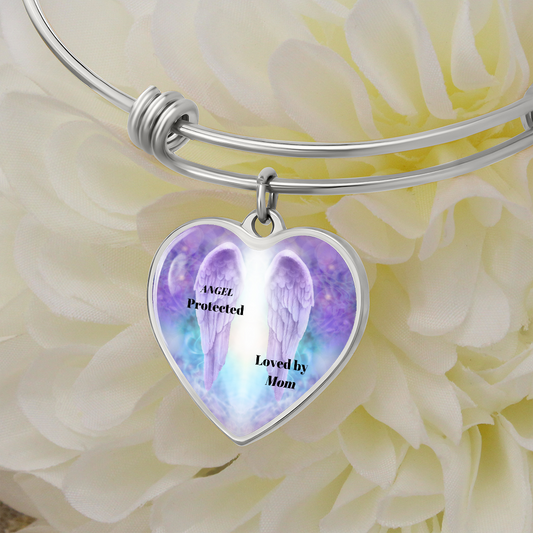 Heart Bracelet Angel Protected Loved By Mom