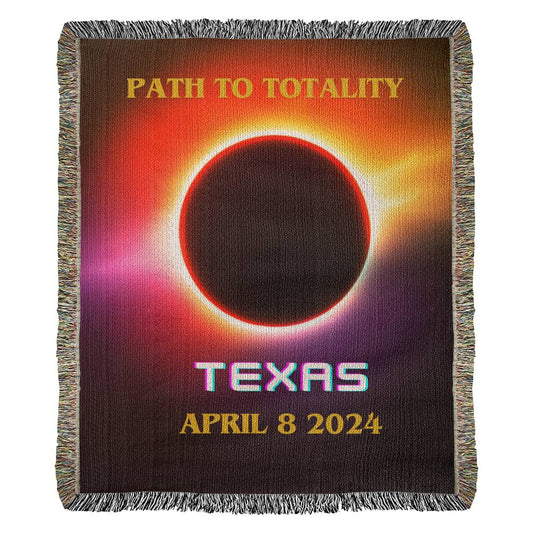 Total Solar Eclipse Path to Totality Woven Blanket April 8 2024 Featuring State of Texas