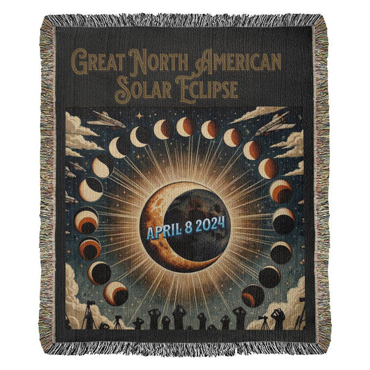 Great North American Solar Eclipse Commemorative Woven Blanket Path to Totality April 8 2024