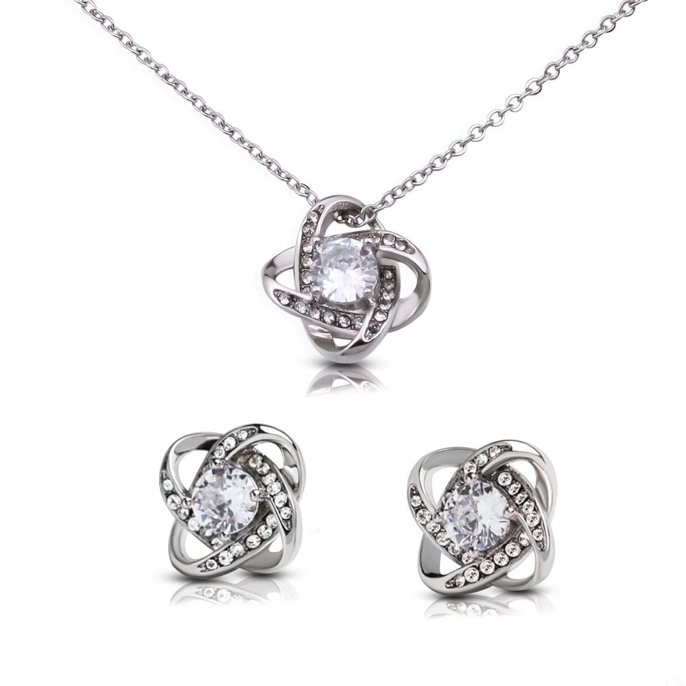 GS Gifting Stop To My Beautiful Wife Love Knot Necklace Earring Gift Set - giftingstop