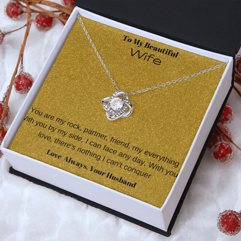 To My Beautiful Wife Love Knot Necklace - giftingstop