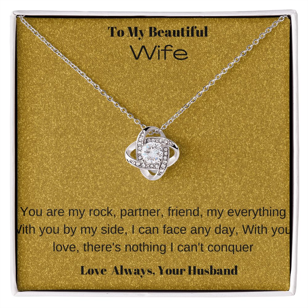 To My Beautiful Wife Love Knot Necklace - giftingstop