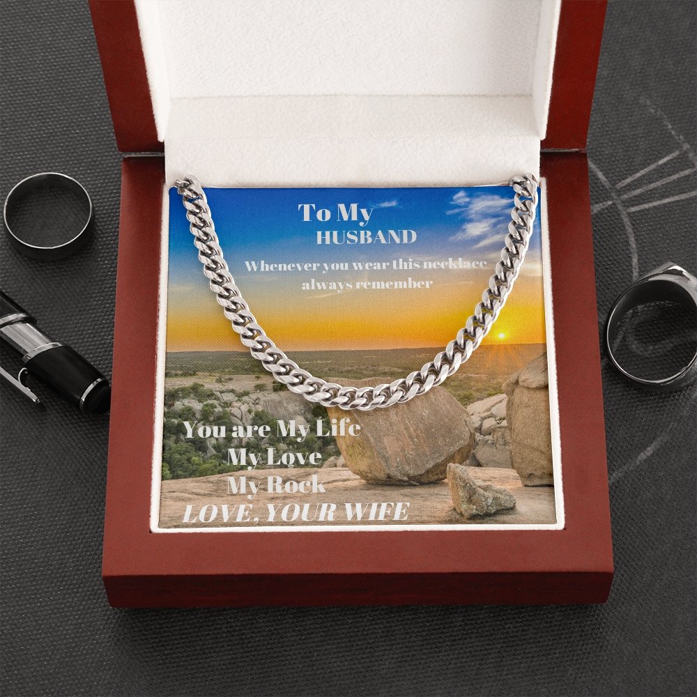 To My Husband Cuban Chain Necklace, Anniversary Gift For Husband, Husband Gift From Wife, Husband Birthday, Valentines Day Gift For Husband - giftingstop