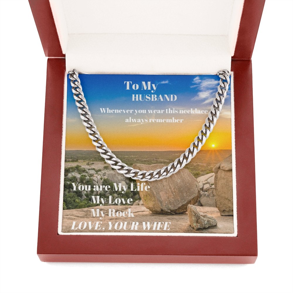To My Husband Cuban Chain Necklace, Anniversary Gift For Husband, Husband Gift From Wife, Husband Birthday, Valentines Day Gift For Husband - giftingstop