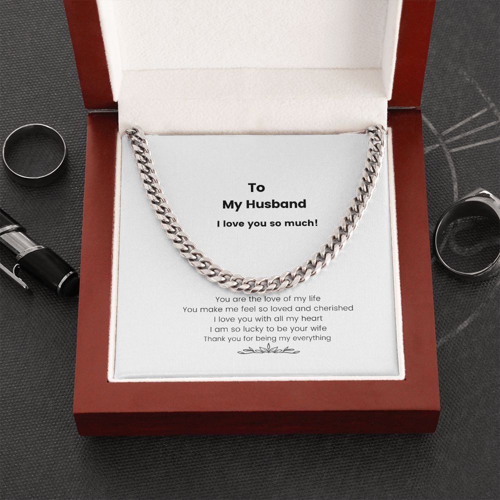 To My Husband I Love You Cuban Link Chain Gift - giftingstop