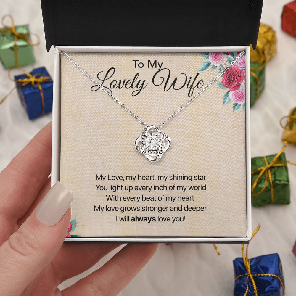 To My Lovely Wife Love Knot Necklace Gift - giftingstop