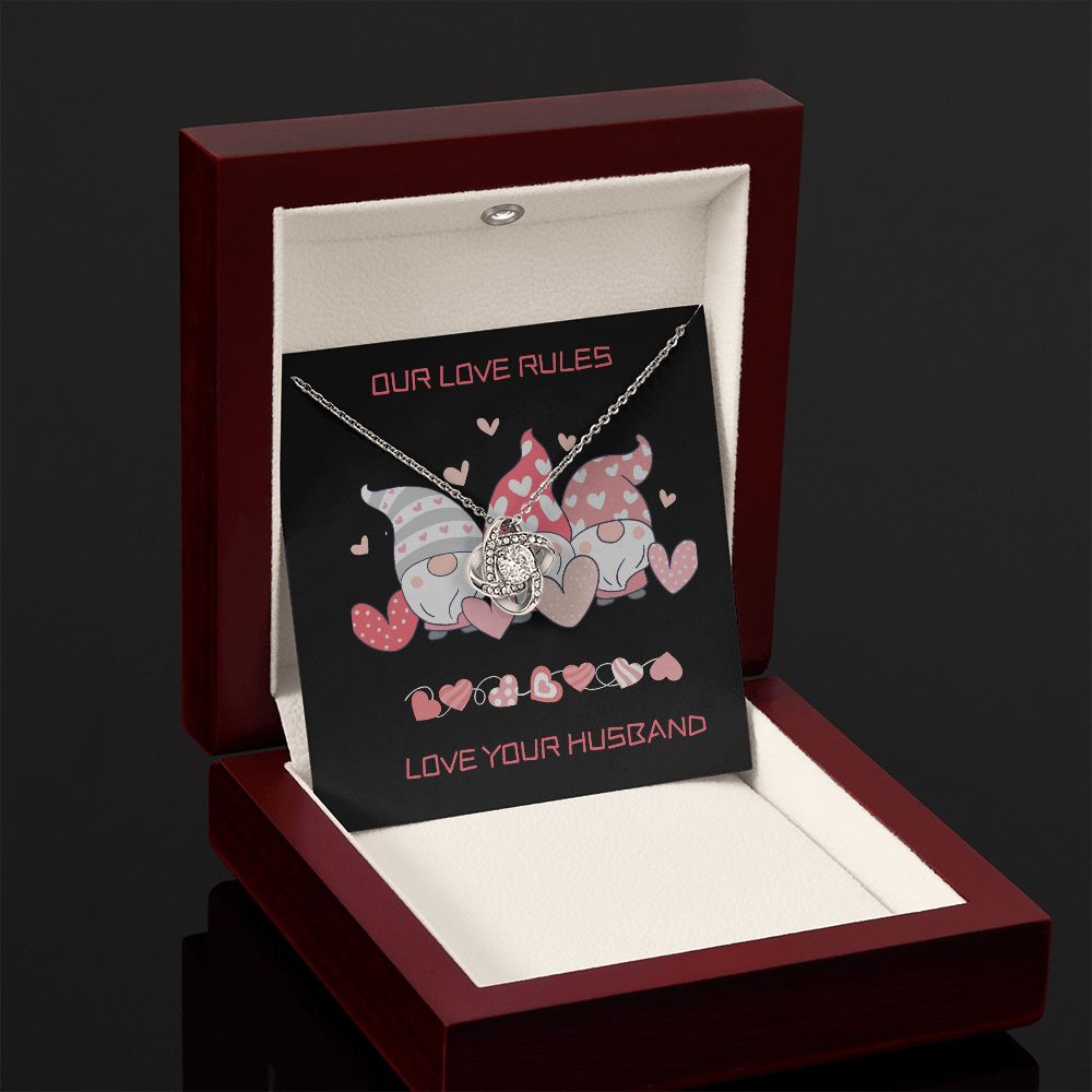 To My Wife Love Knot Necklace Our Love Rules GNOMES Gift - giftingstop