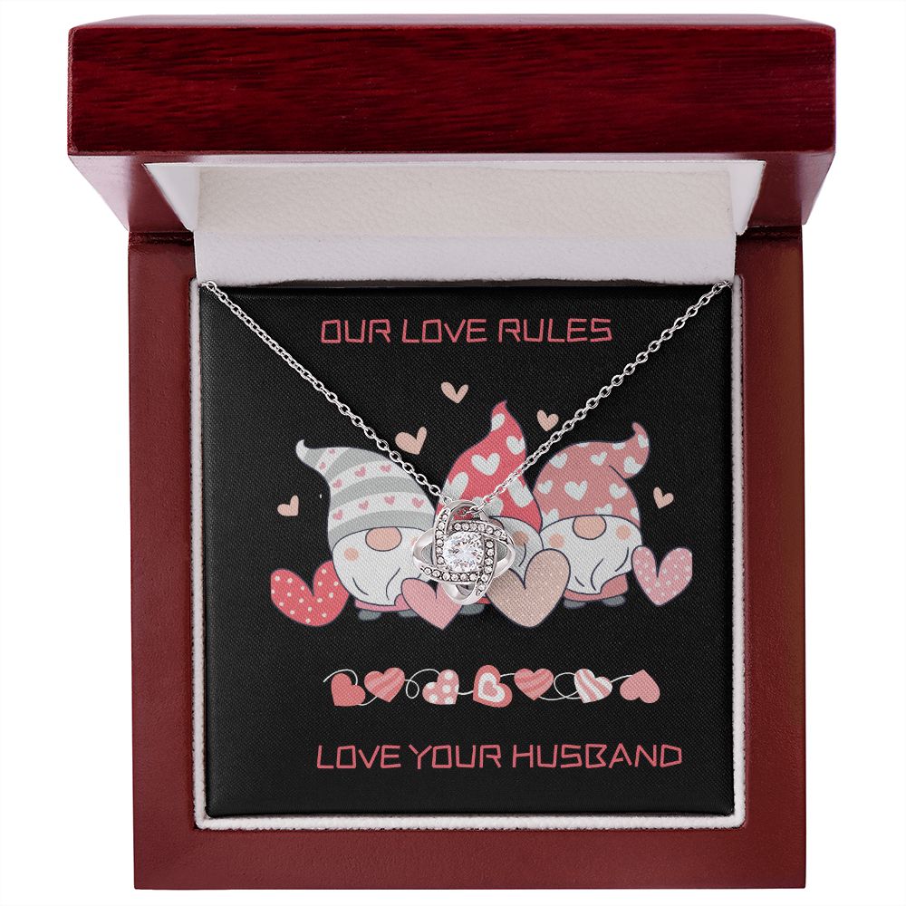 To My Wife Love Knot Necklace Our Love Rules GNOMES Gift - giftingstop