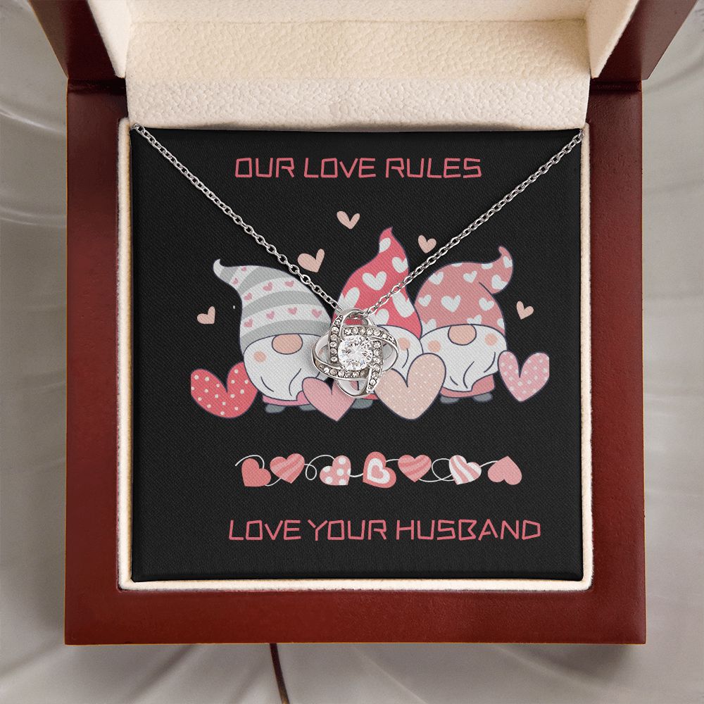 To My Wife Love Knot Necklace Our Love Rules GNOMES Gift - giftingstop