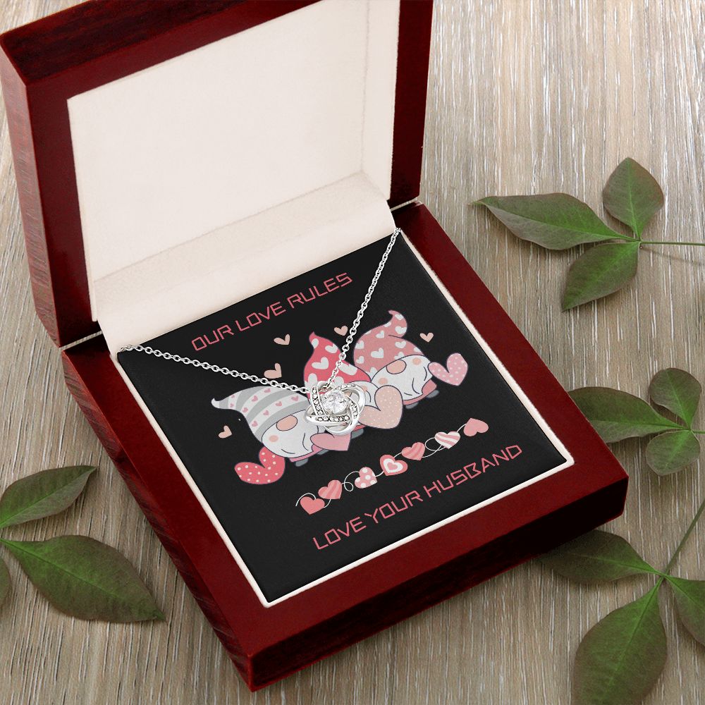 To My Wife Love Knot Necklace Our Love Rules GNOMES Gift - giftingstop