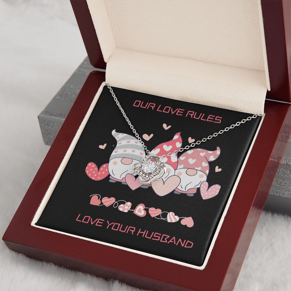 To My Wife Love Knot Necklace Our Love Rules GNOMES Gift - giftingstop