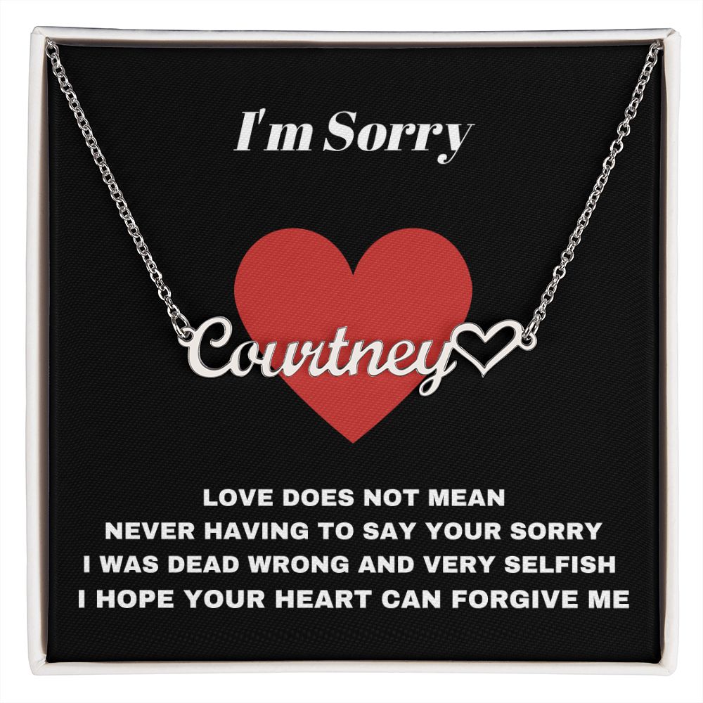 I'm Sorry Please Forgive Me Personalized Name Necklace with Heart - giftingstop