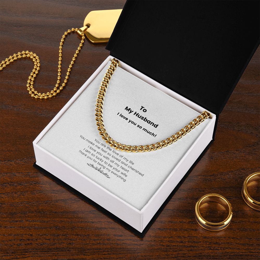 To My Husband I Love You Cuban Link Chain Gift - giftingstop